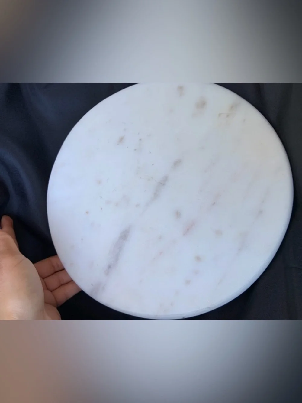 Creative Co-Op White Marble Round Accent Tray with Subtle Brown Veining